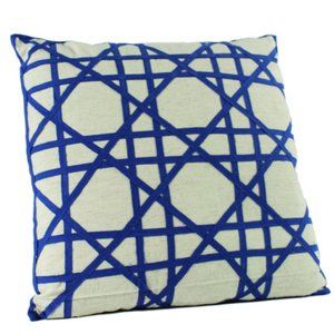 18" Cobalt Blue Petite Treillage Fretwork Filled Decorative Throw Pillow